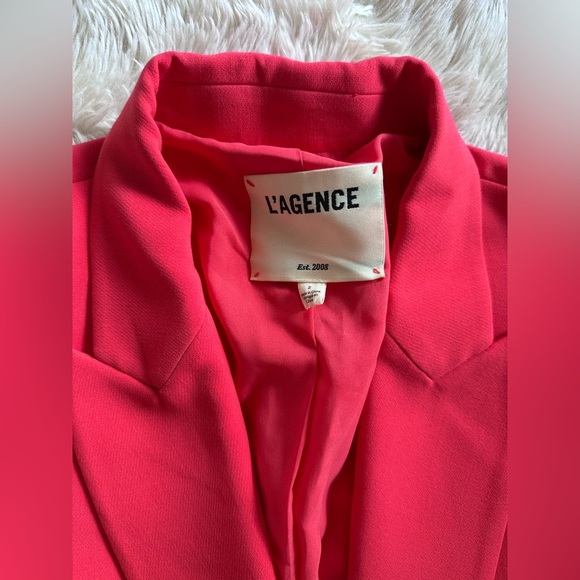 L’Agence Chamberlain Blazer Jacket in Hibiscus Coral Red Size 2 - Picture 7 of 16